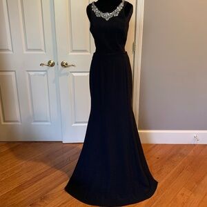 NWT Marchesa Notte Black Embellished Evening Gown sz 6
